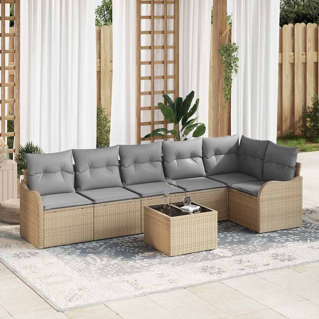 Tuin Sofa Set met kussen met opslag 7 pcs Zwart Poly riet is nu te koop bij PeponiXL, paradijselijk wonen!