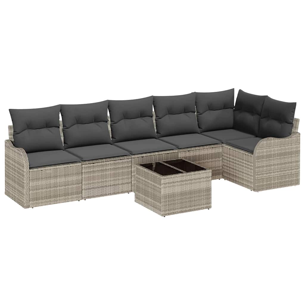 Tuin Sofa Set met kussen met opslag 7 pcs Grijs Poly riet is nu te koop bij PeponiXL, paradijselijk wonen!