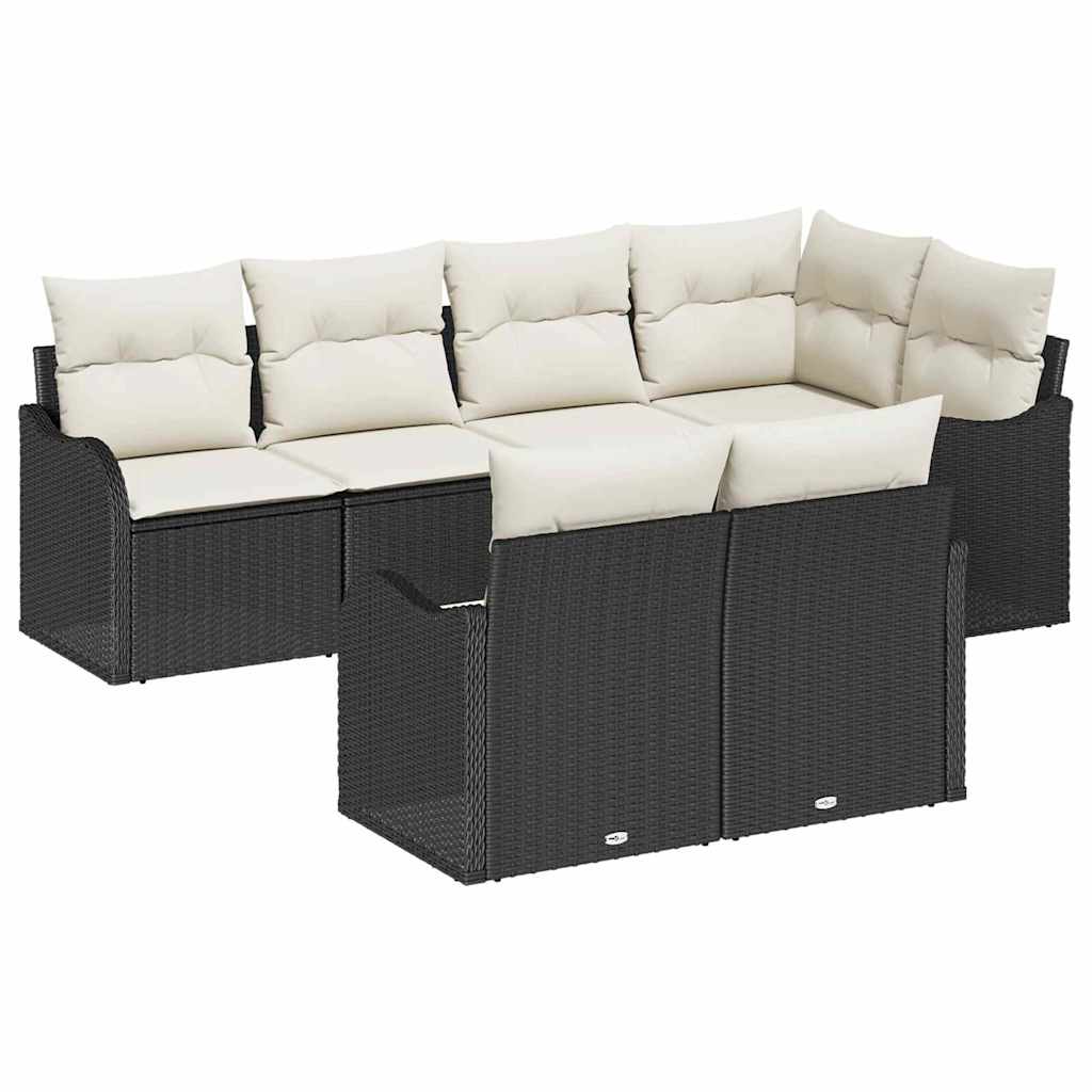 Tuin Sofa Set met opslag 7 pcs Zwart Poly riet is nu te koop bij PeponiXL, paradijselijk wonen!