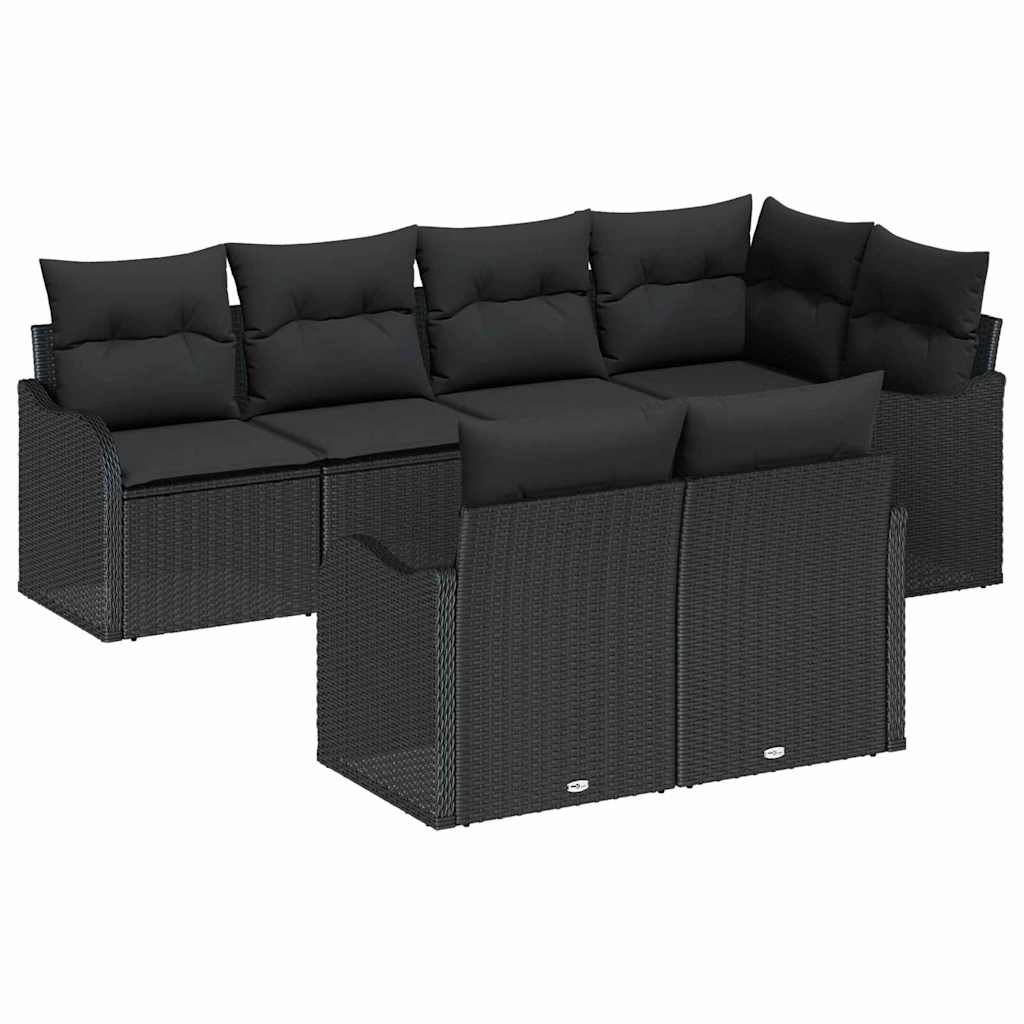 Tuin Sofa Set met opslag 7 pcs Zwart Poly riet is nu te koop bij PeponiXL, paradijselijk wonen!