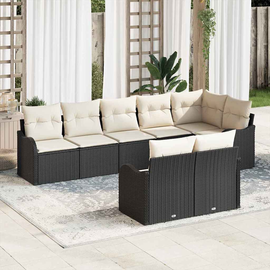 Tuin Sofa Set met opslag 8 pcs Zwart en Wit poly rattan is nu te koop bij PeponiXL, paradijselijk wonen!