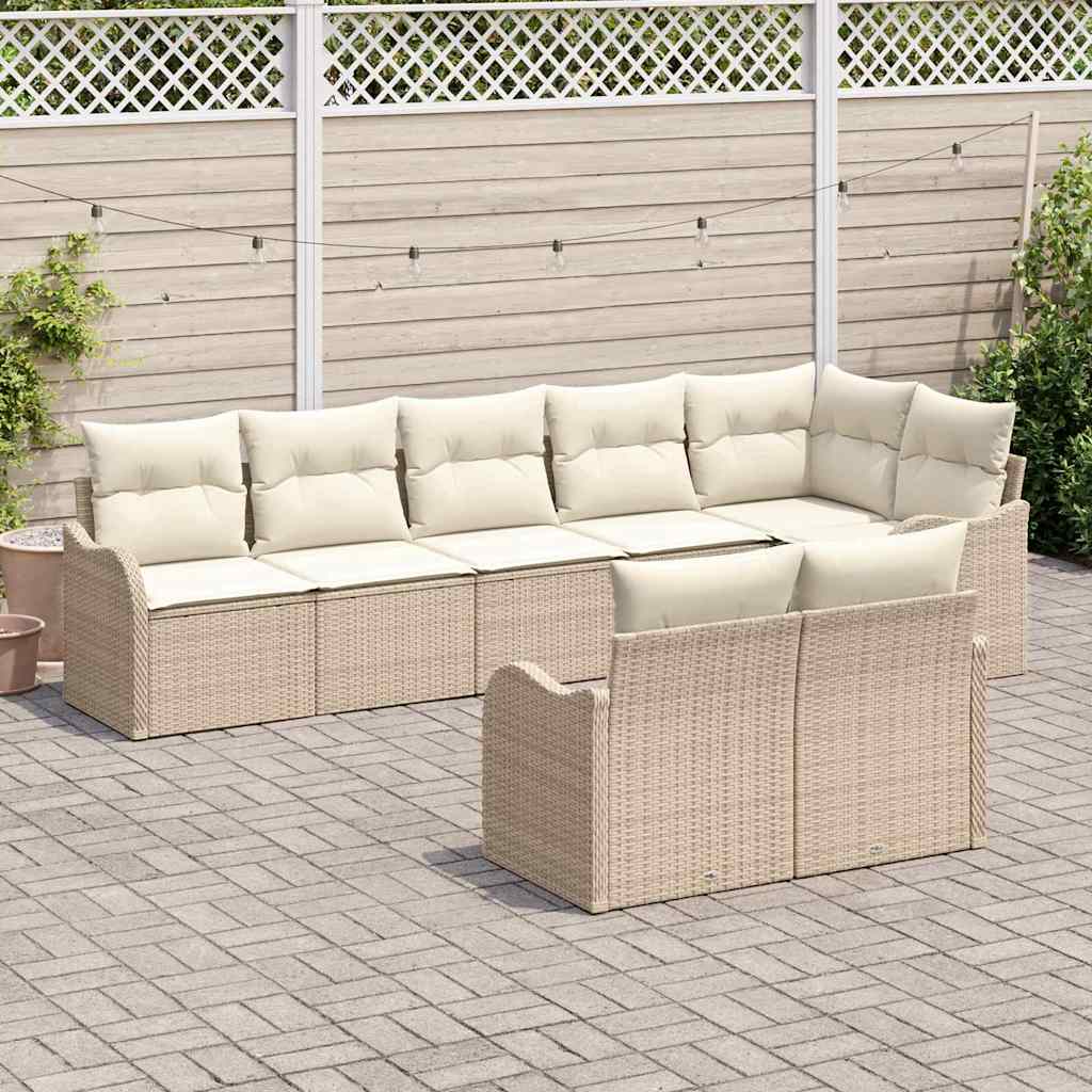 Tuin Sofa Set met opslag 8 pcs Beige en Wit poly rattan is nu te koop bij PeponiXL, paradijselijk wonen!