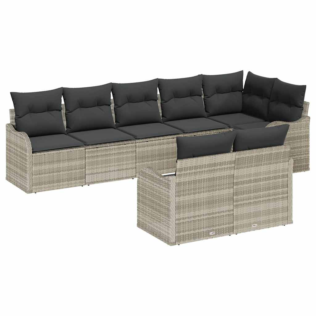 Tuin Sofa Set met kussen 8 pcs Lichtgrijs Poly riet is nu te koop bij PeponiXL, paradijselijk wonen!