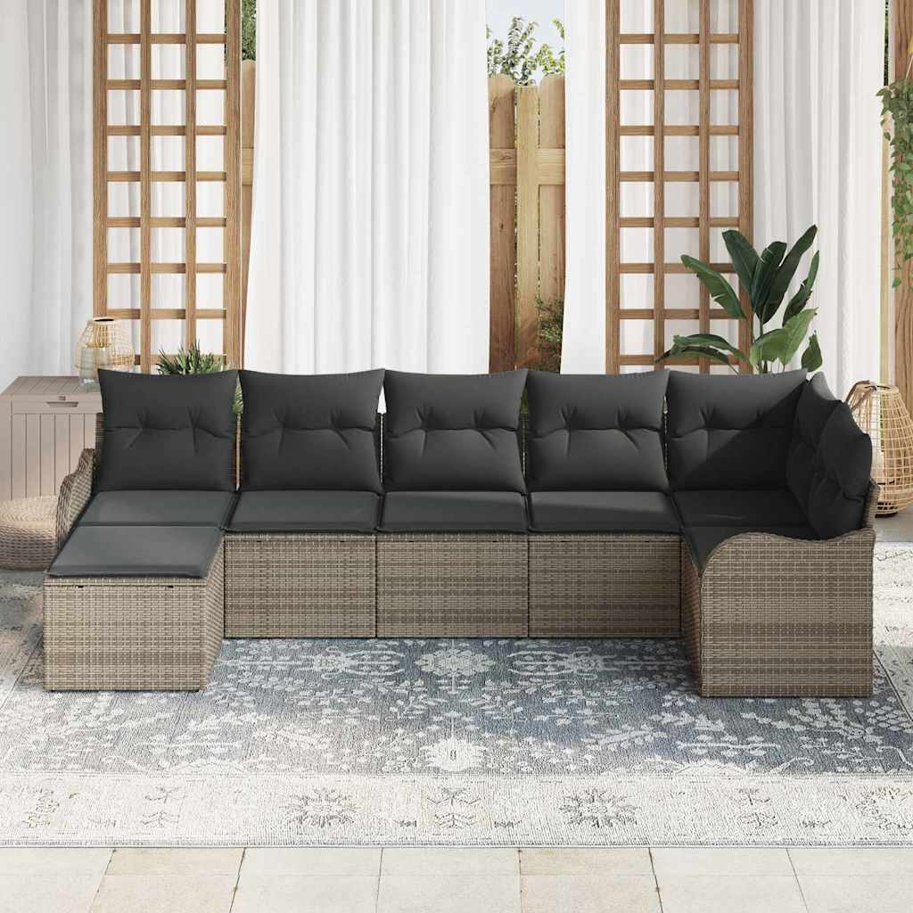 Tuin Sofa Set met opslag 7 pcs Grijs poly rattan is nu te koop bij PeponiXL, paradijselijk wonen!
