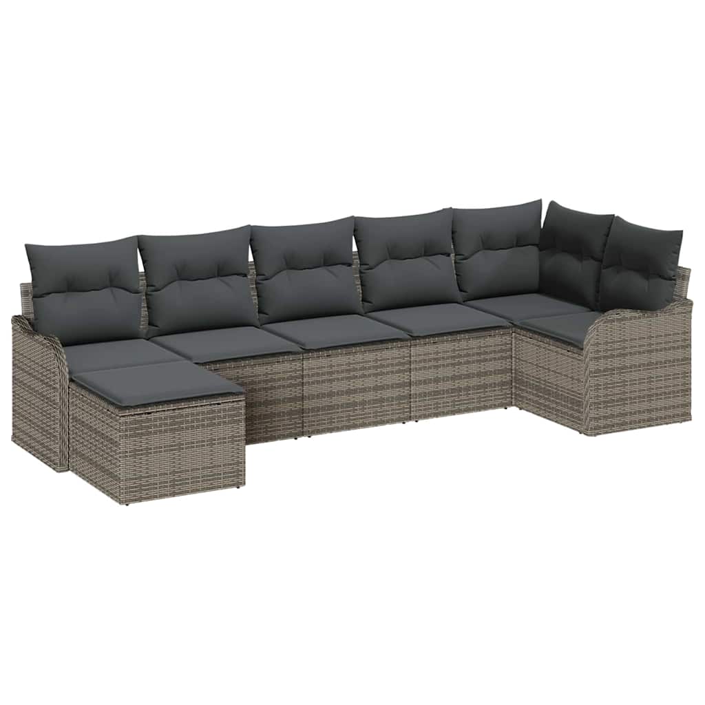 Tuin Sofa Set met opslag 7 pcs Grijs poly rattan is nu te koop bij PeponiXL, paradijselijk wonen!