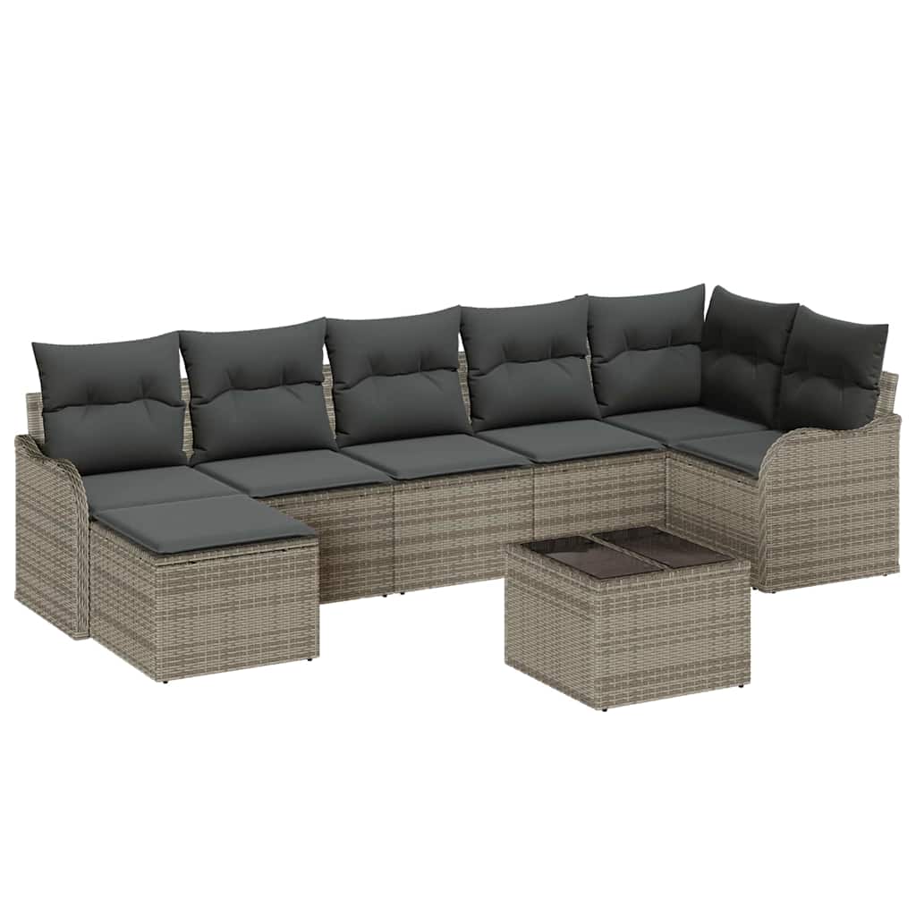 Tuin Sofa Set met kussen 8 pcs Grijs Poly riet is nu te koop bij PeponiXL, paradijselijk wonen!