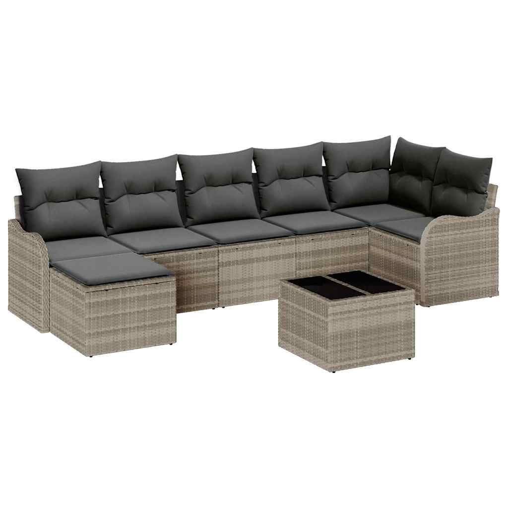 Tuin Sofa Set met kussen 8 pcs Lichtgrijs Poly riet is nu te koop bij PeponiXL, paradijselijk wonen!