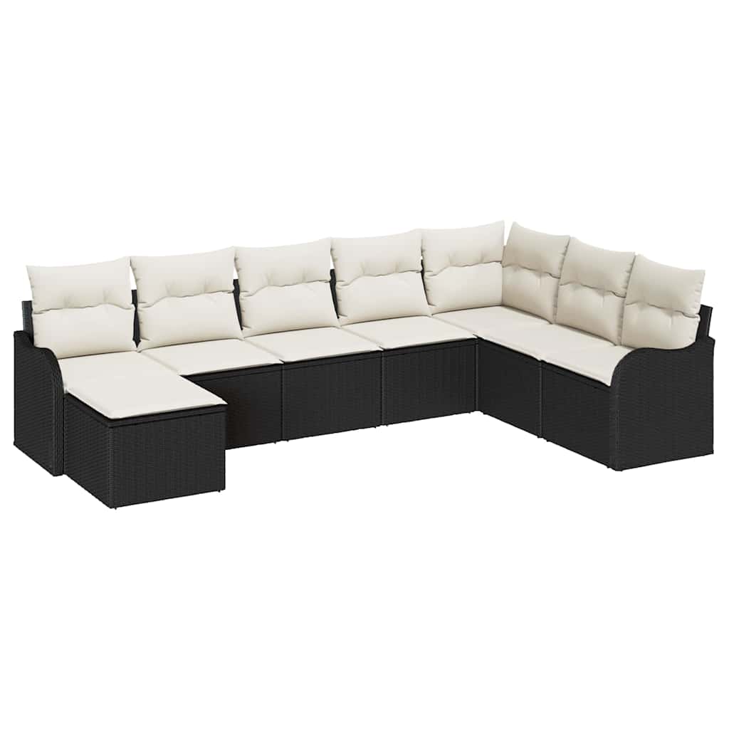 Tuin Sofa Set met kussen 8 pcs Zwart en wit Poly riet is nu te koop bij PeponiXL, paradijselijk wonen!
