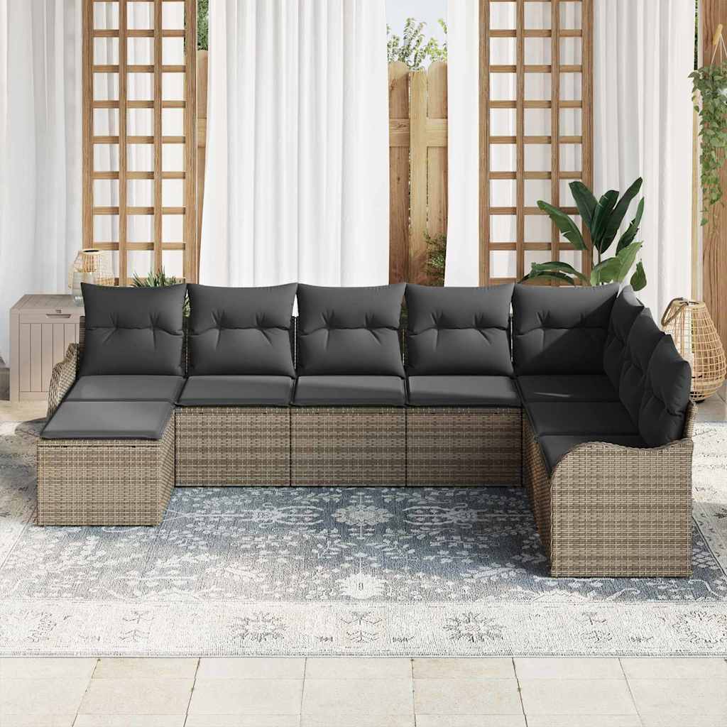 Tuin Sofa Set met kussen 8 pcs Grijs Poly riet is nu te koop bij PeponiXL, paradijselijk wonen!
