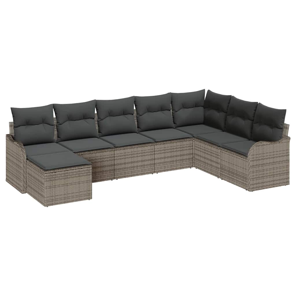 Tuin Sofa Set met kussen 8 pcs Grijs Poly riet is nu te koop bij PeponiXL, paradijselijk wonen!
