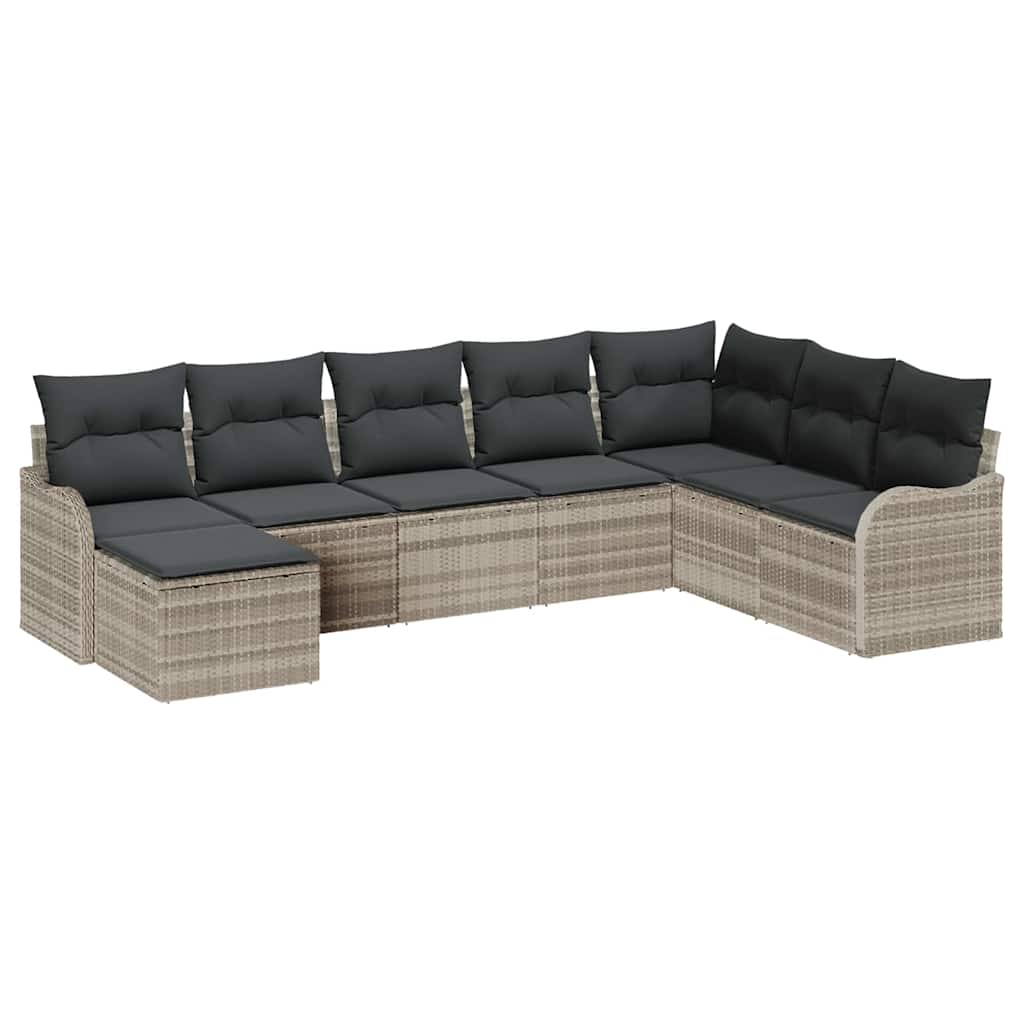 Tuin Sofa Set met kussen 8 pcs Lichtgrijs Poly riet is nu te koop bij PeponiXL, paradijselijk wonen!