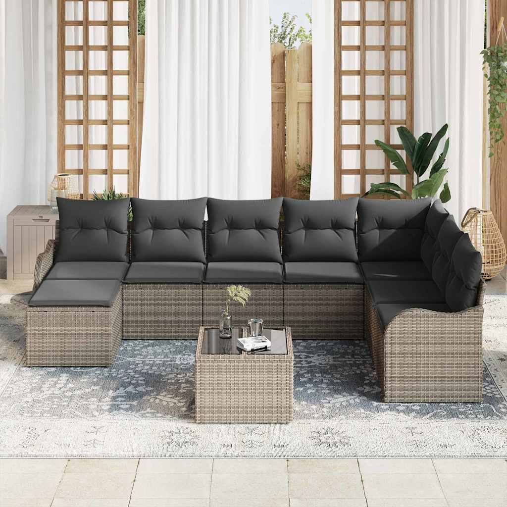 Tuin Sofa Set met opslag 9 pcs Grijs poly rattan is nu te koop bij PeponiXL, paradijselijk wonen!