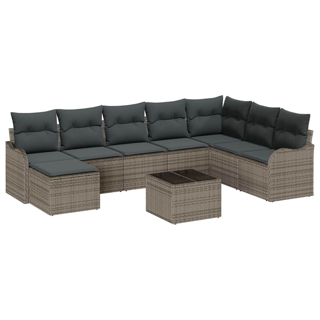 Tuin Sofa Set met opslag 9 pcs Grijs poly rattan is nu te koop bij PeponiXL, paradijselijk wonen!
