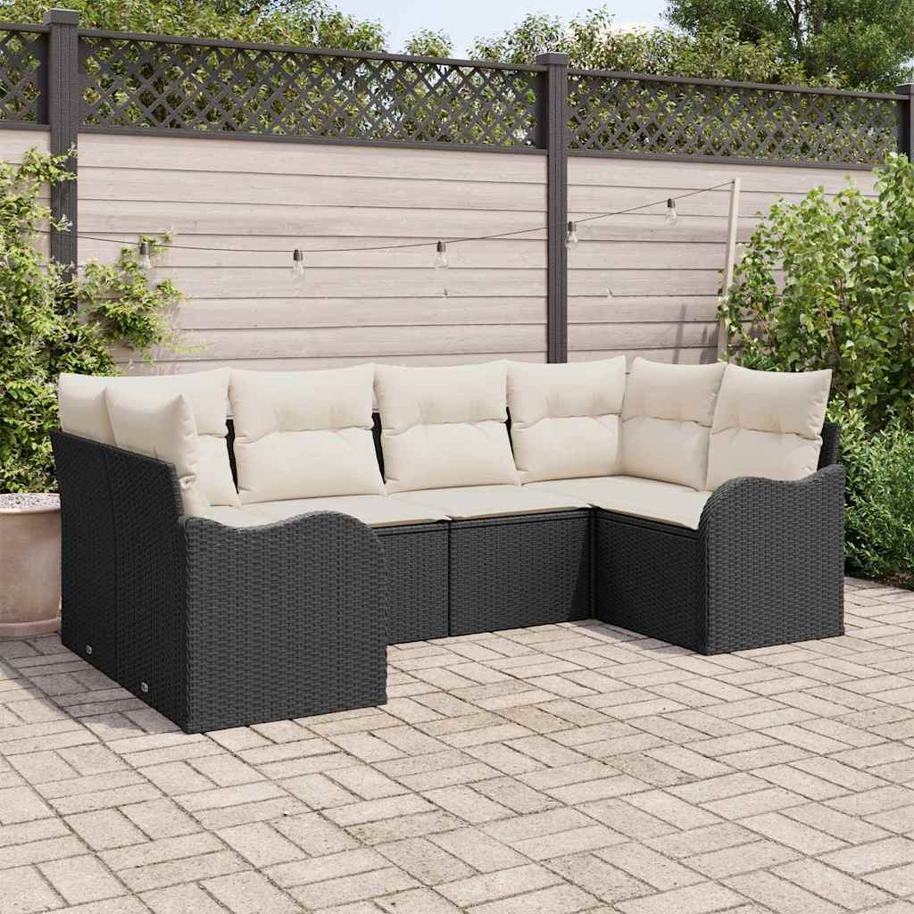 Tuin Sofa Set met opslag 6 pcs Zwart en wit Poly riet is nu te koop bij PeponiXL, paradijselijk wonen!