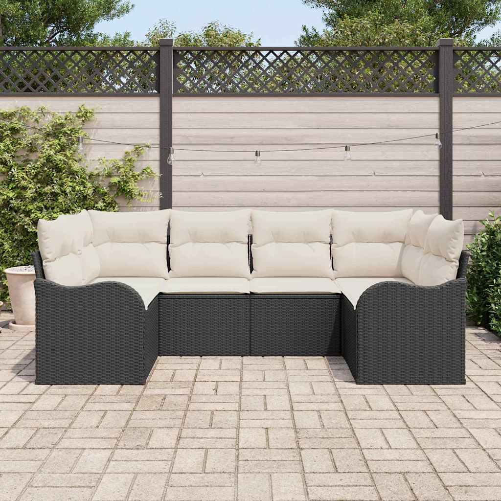 Tuin Sofa Set met opslag 6 pcs Zwart en wit Poly riet is nu te koop bij PeponiXL, paradijselijk wonen!