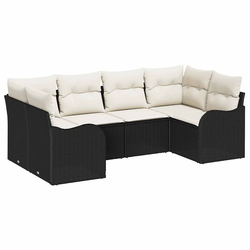 Tuin Sofa Set met opslag 6 pcs Zwart en wit Poly riet is nu te koop bij PeponiXL, paradijselijk wonen!
