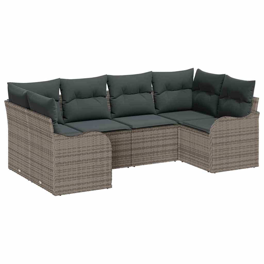 Tuin Sofa Set met opslag 6 pcs Grijs Poly riet is nu te koop bij PeponiXL, paradijselijk wonen!