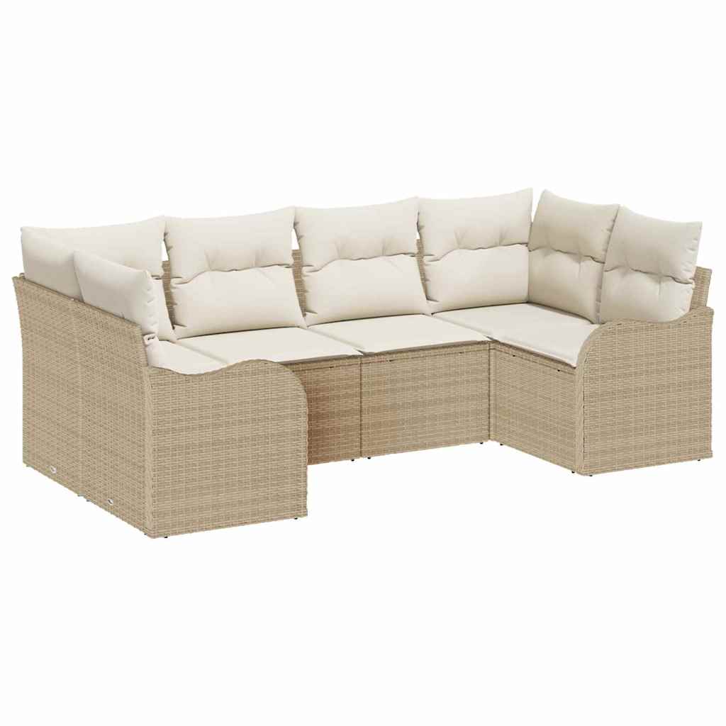 Tuin Sofa Set met opslag 6 pcs Beige en wit Poly riet is nu te koop bij PeponiXL, paradijselijk wonen!