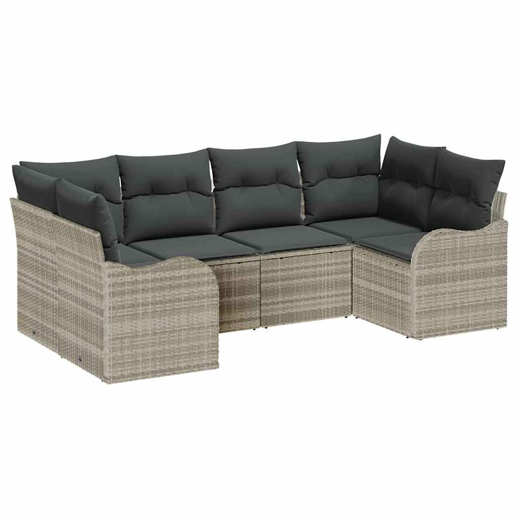 Tuin Sofa Set met opslag 6 pcs Lichtgrijs Poly riet is nu te koop bij PeponiXL, paradijselijk wonen!