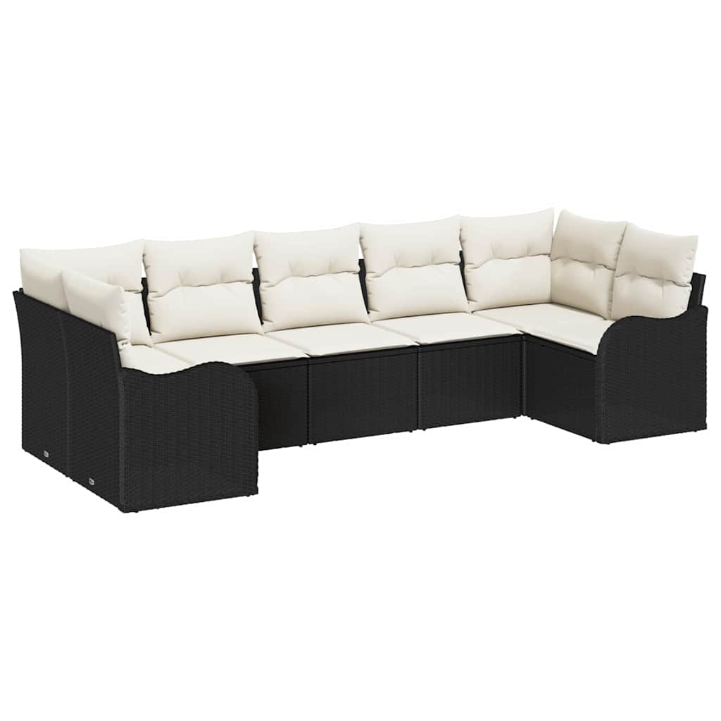 Tuin Sofa Set met opslag 7 pcs Zwart en wit Poly riet is nu te koop bij PeponiXL, paradijselijk wonen!