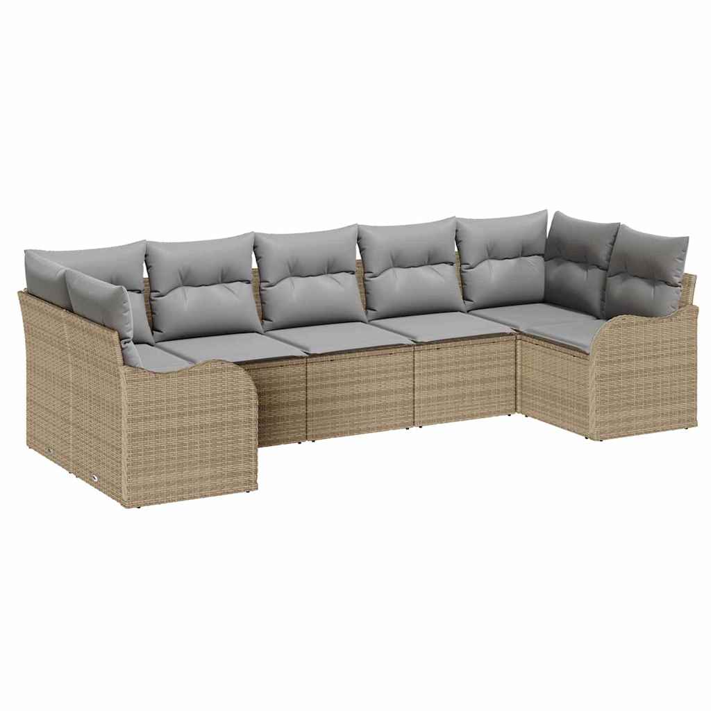 Tuin Sofa Set met opslag 7 pcs beige en lichtgrijs Poly riet is nu te koop bij PeponiXL, paradijselijk wonen!