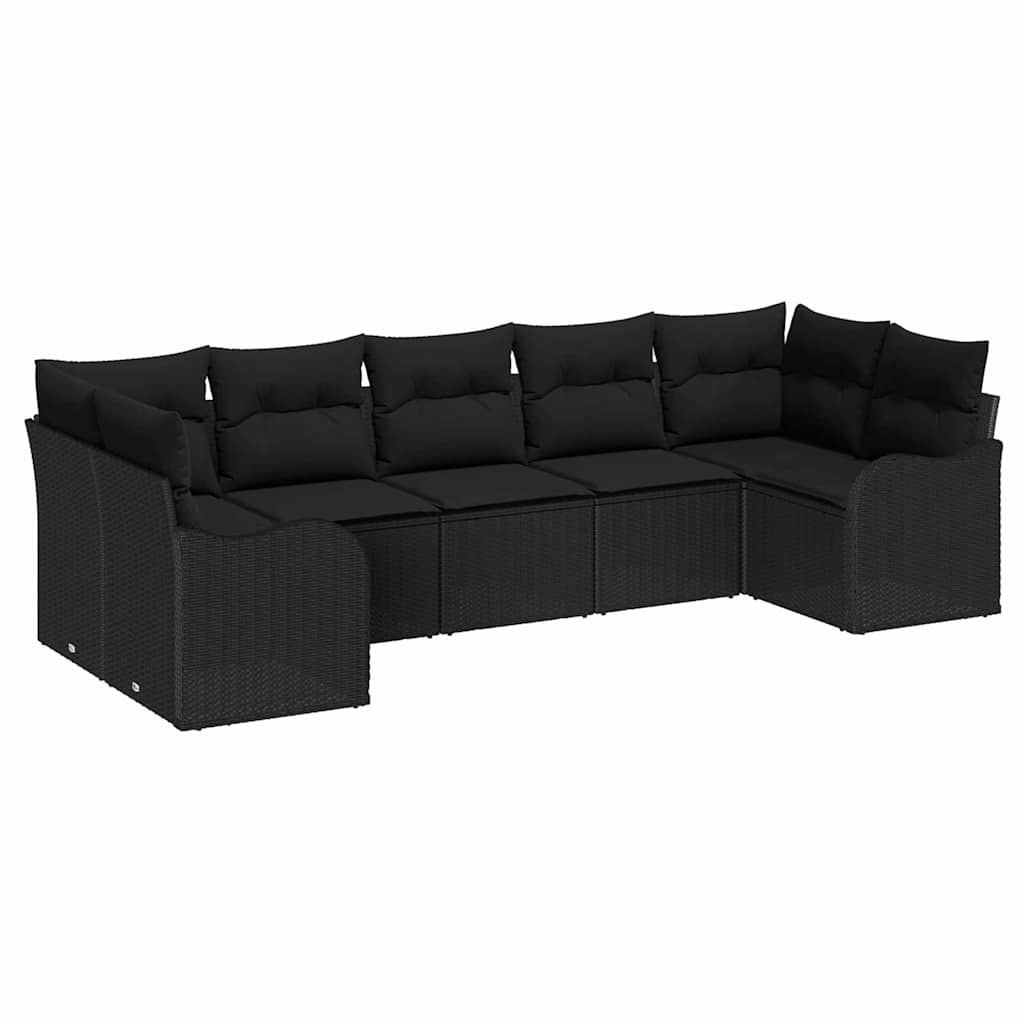 Tuin Sofa Set met opslag 7 pcs Zwart Poly riet is nu te koop bij PeponiXL, paradijselijk wonen!