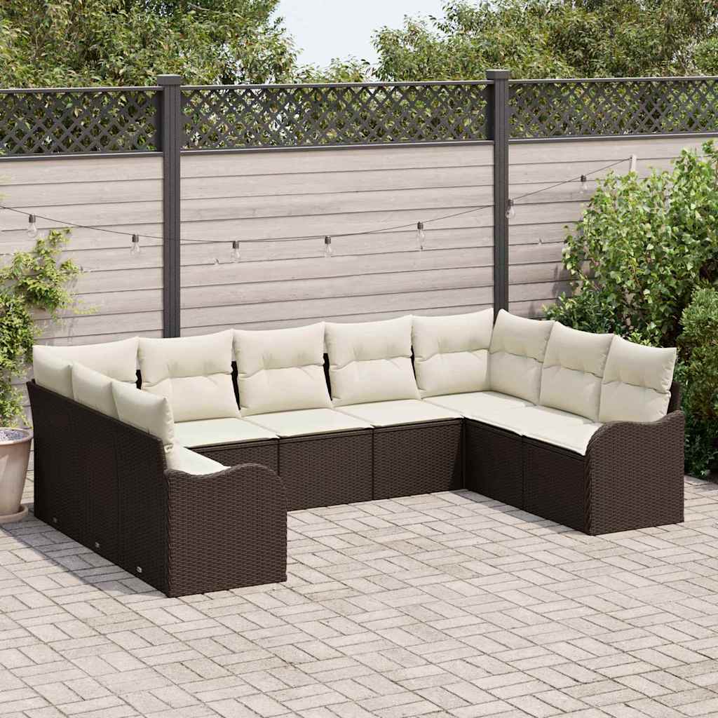 Tuin Sofa Set met opslag 9 pcs Bruin en wit poly rattan is nu te koop bij PeponiXL, paradijselijk wonen!