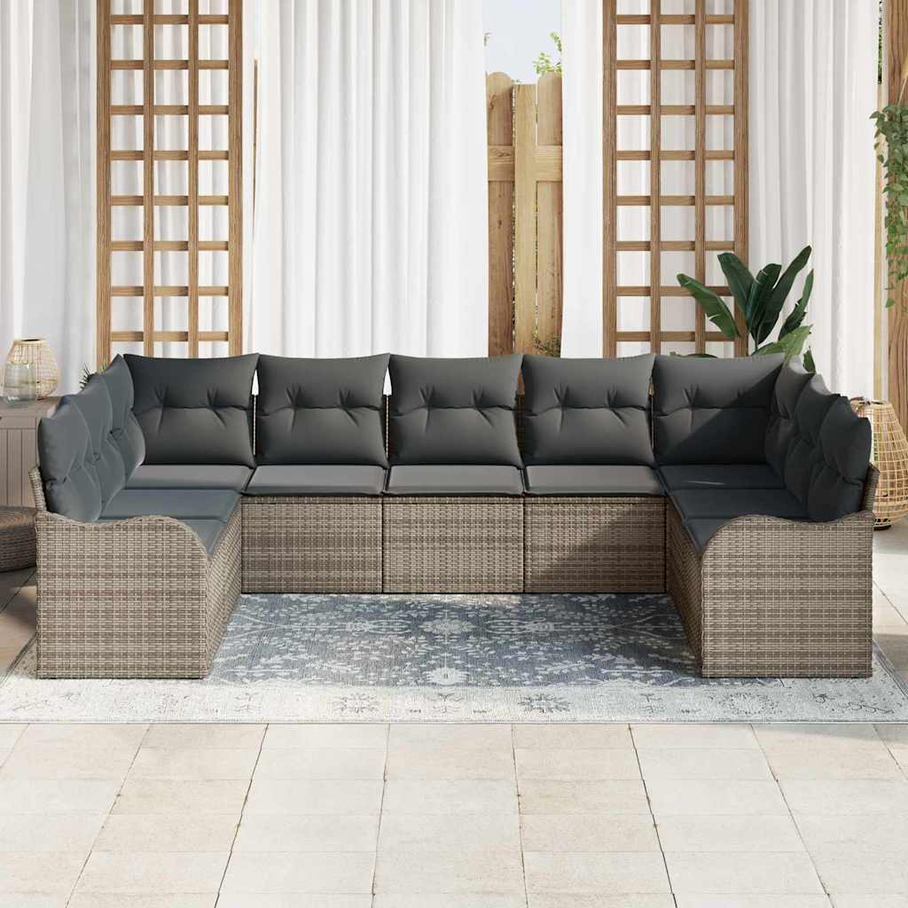 Tuin Sofa Set met opslag 9 pcs Grijs poly rattan is nu te koop bij PeponiXL, paradijselijk wonen!