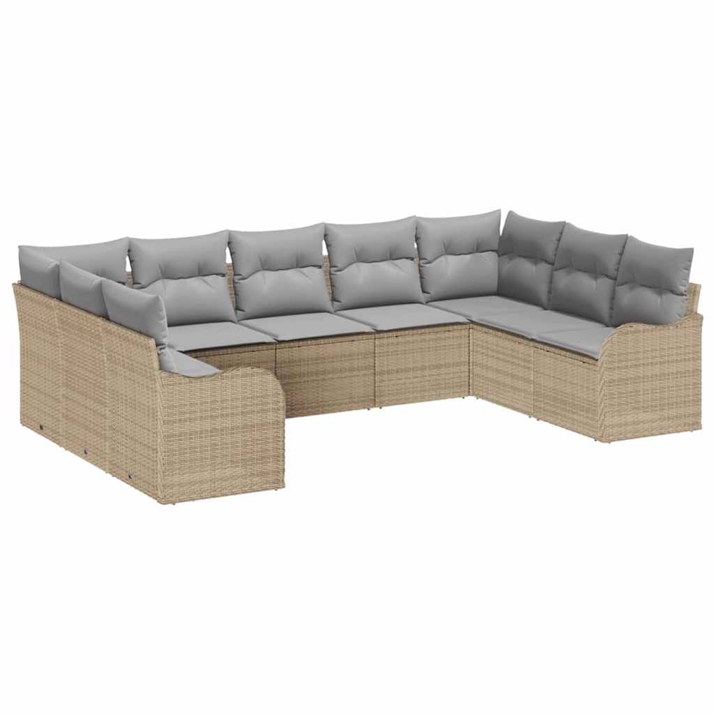 Tuin Sofa Set met opslag 9 pcs beige en lichtgrijs poly rattan is nu te koop bij PeponiXL, paradijselijk wonen!