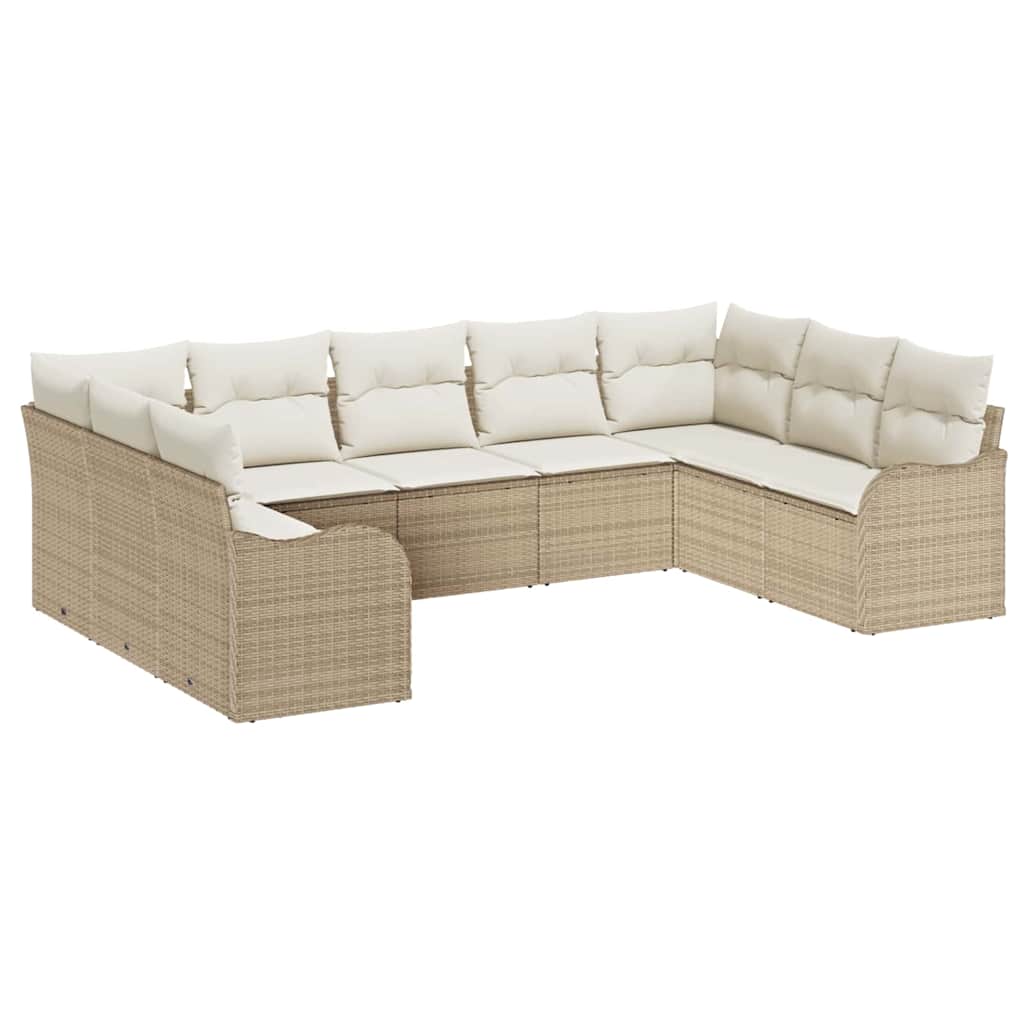 Tuin Sofa Set met opslag 9 pcs Beige en wit poly rattan is nu te koop bij PeponiXL, paradijselijk wonen!