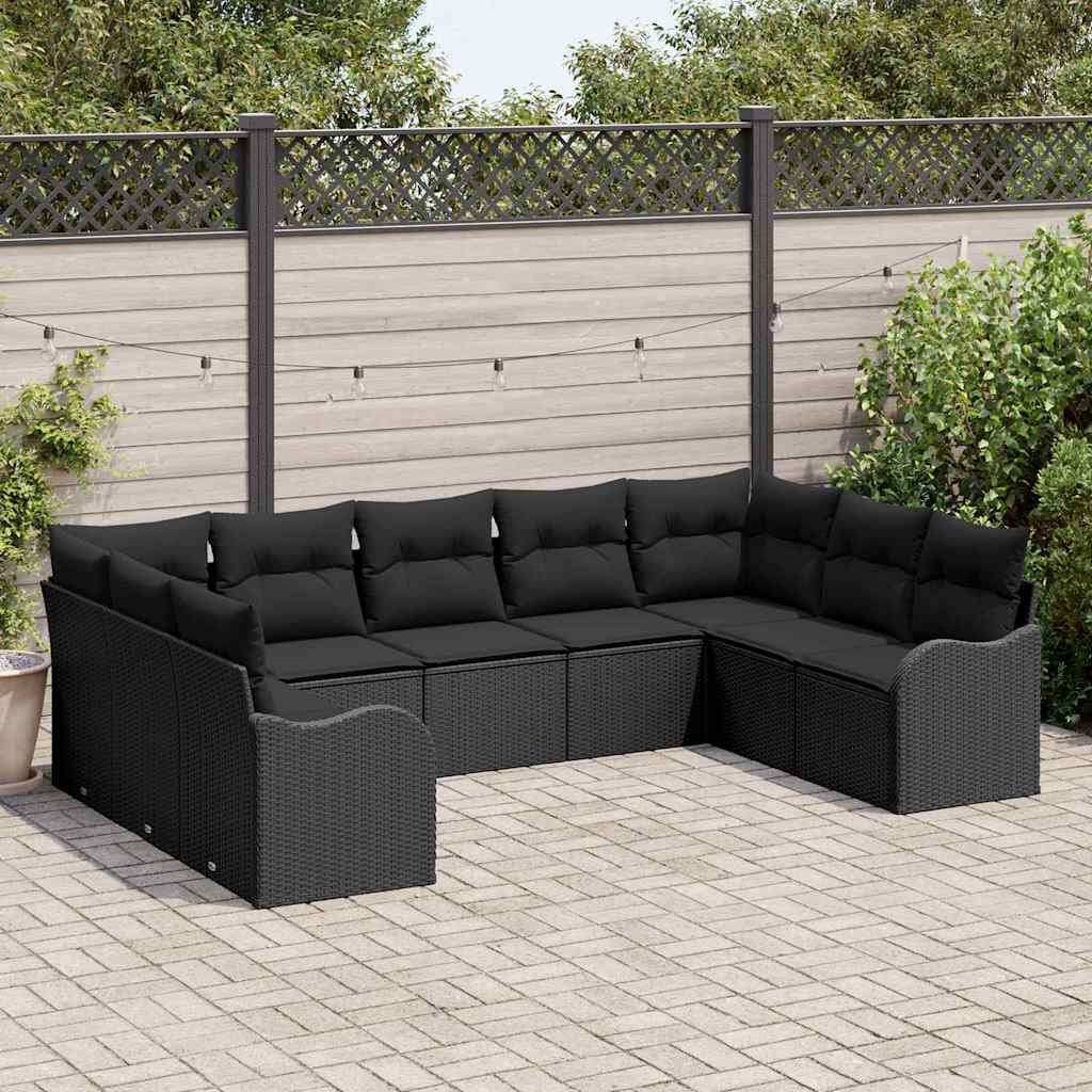 Tuin Sofa Set met opslag 9 pcs Zwart poly rattan is nu te koop bij PeponiXL, paradijselijk wonen!