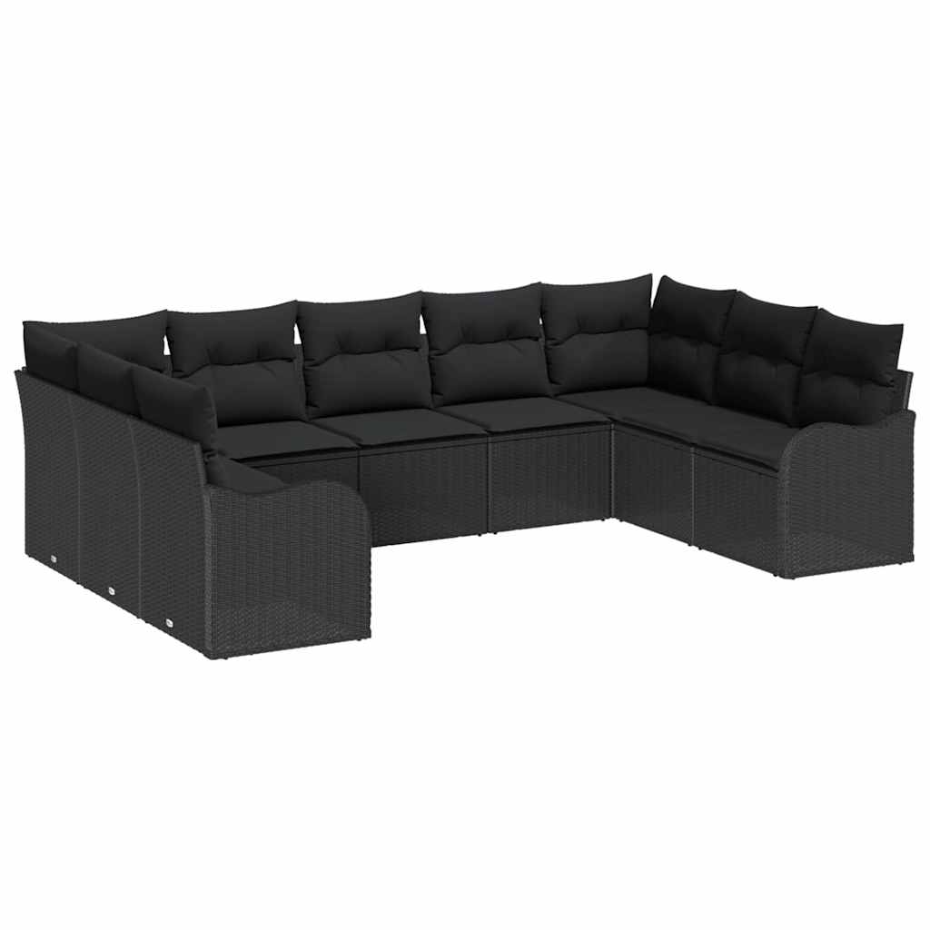Tuin Sofa Set met opslag 9 pcs Zwart poly rattan is nu te koop bij PeponiXL, paradijselijk wonen!