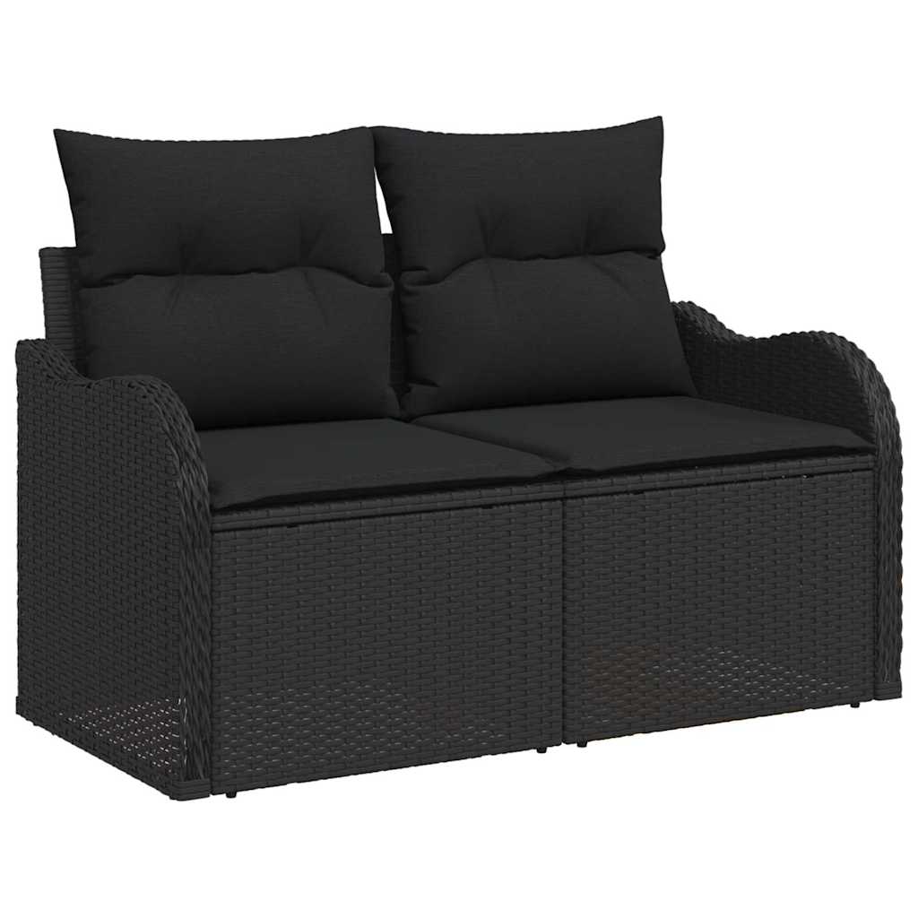 Tuin Sofa Set met kussen 10 pcs Zwart Poly riet is nu te koop bij PeponiXL, paradijselijk wonen!