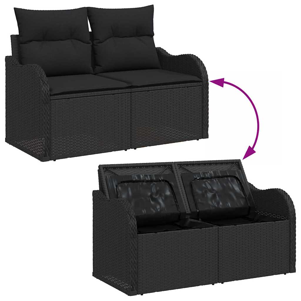 Tuin Sofa Set met kussen 10 pcs Zwart Poly riet is nu te koop bij PeponiXL, paradijselijk wonen!