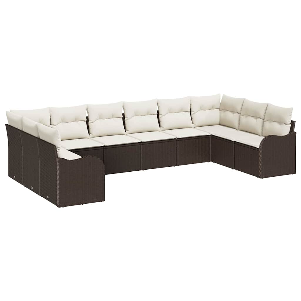 Tuin Sofa Set met opslag 10 pcs Bruin en wit poly rattan is nu te koop bij PeponiXL, paradijselijk wonen!