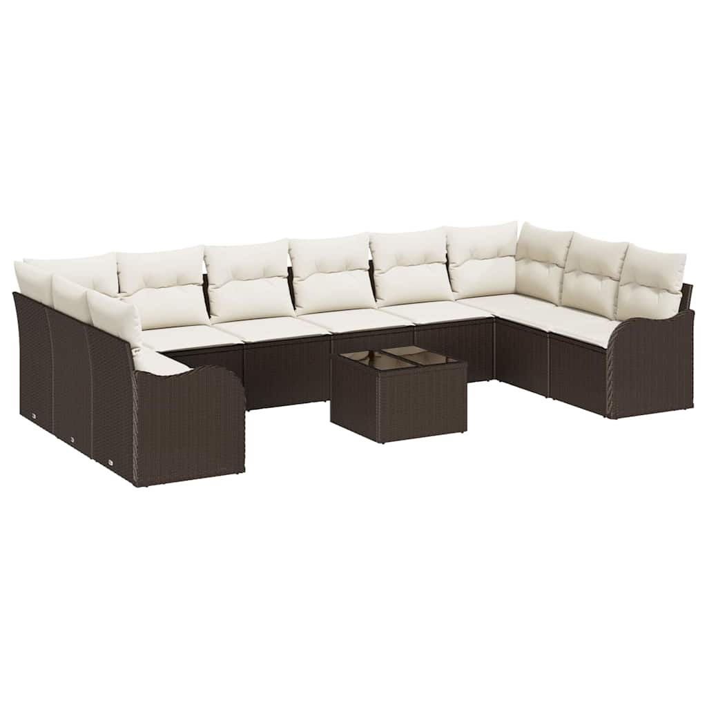 Tuin Sofa Set met opslag 11 pcs Bruin en wit poly rattan is nu te koop bij PeponiXL, paradijselijk wonen!
