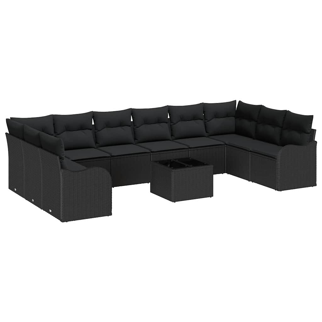 Tuin Sofa Set met opslag 11 pcs Zwart poly rattan is nu te koop bij PeponiXL, paradijselijk wonen!