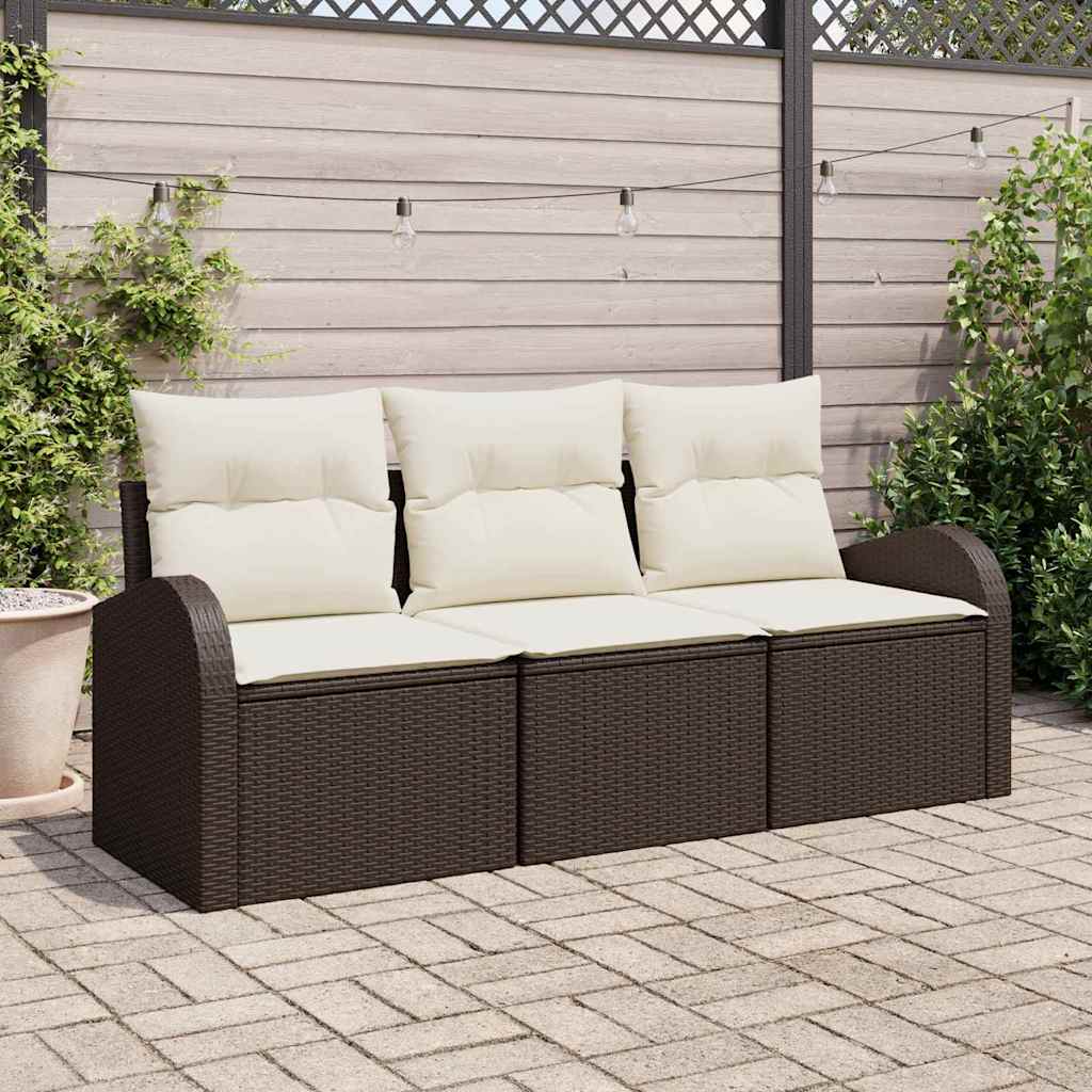 Tuin Sofa Set met opslag 3 pcs Bruin en wit Poly riet is nu te koop bij PeponiXL, paradijselijk wonen!
