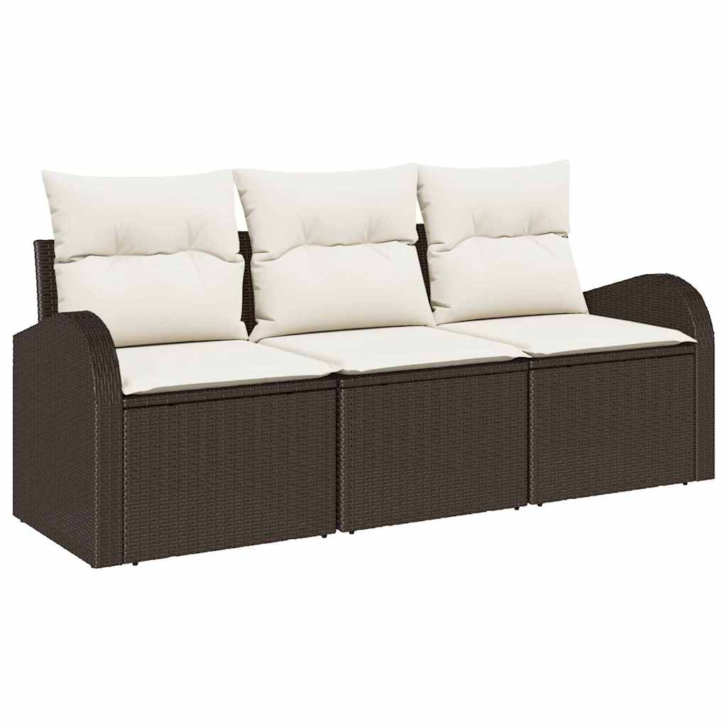 Tuin Sofa Set met opslag 3 pcs Bruin en wit Poly riet is nu te koop bij PeponiXL, paradijselijk wonen!