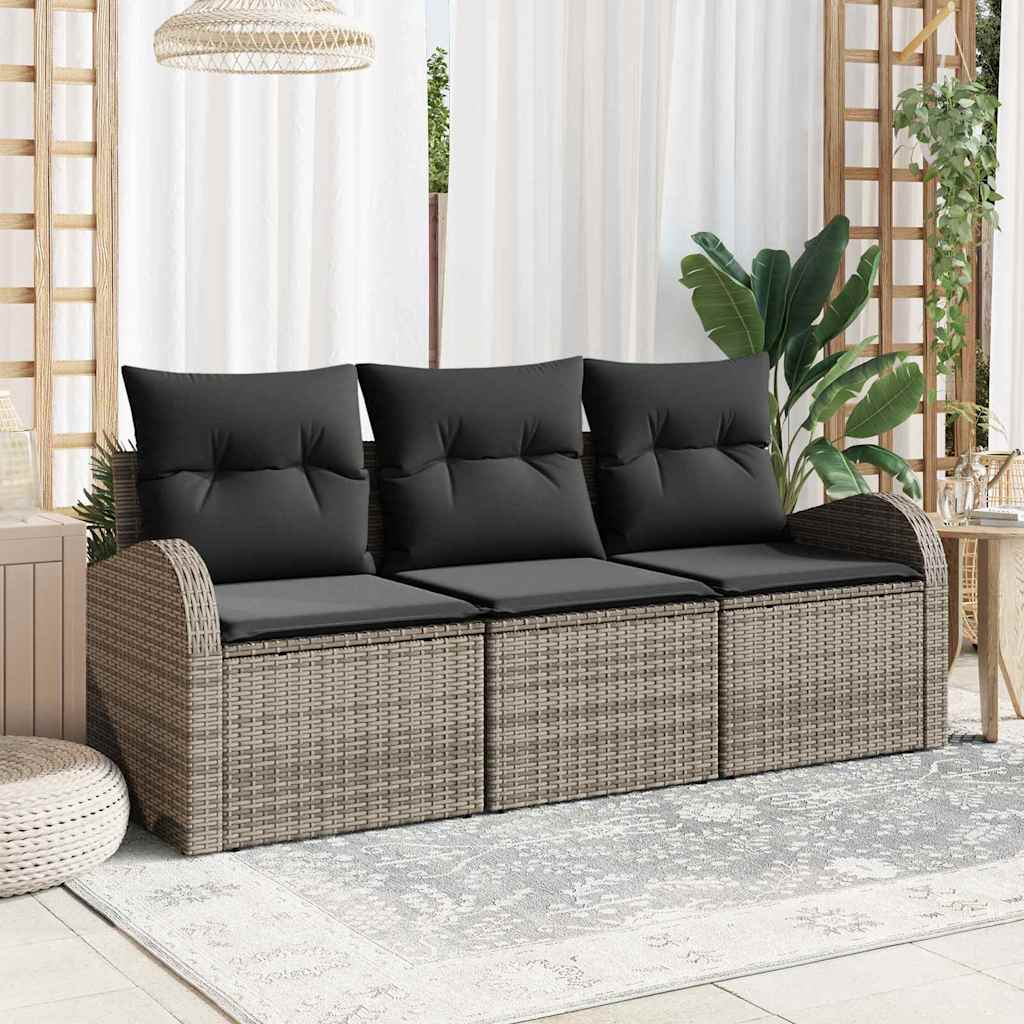 Tuin Sofa Set met opslag 3 pcs Grijs Poly riet is nu te koop bij PeponiXL, paradijselijk wonen!