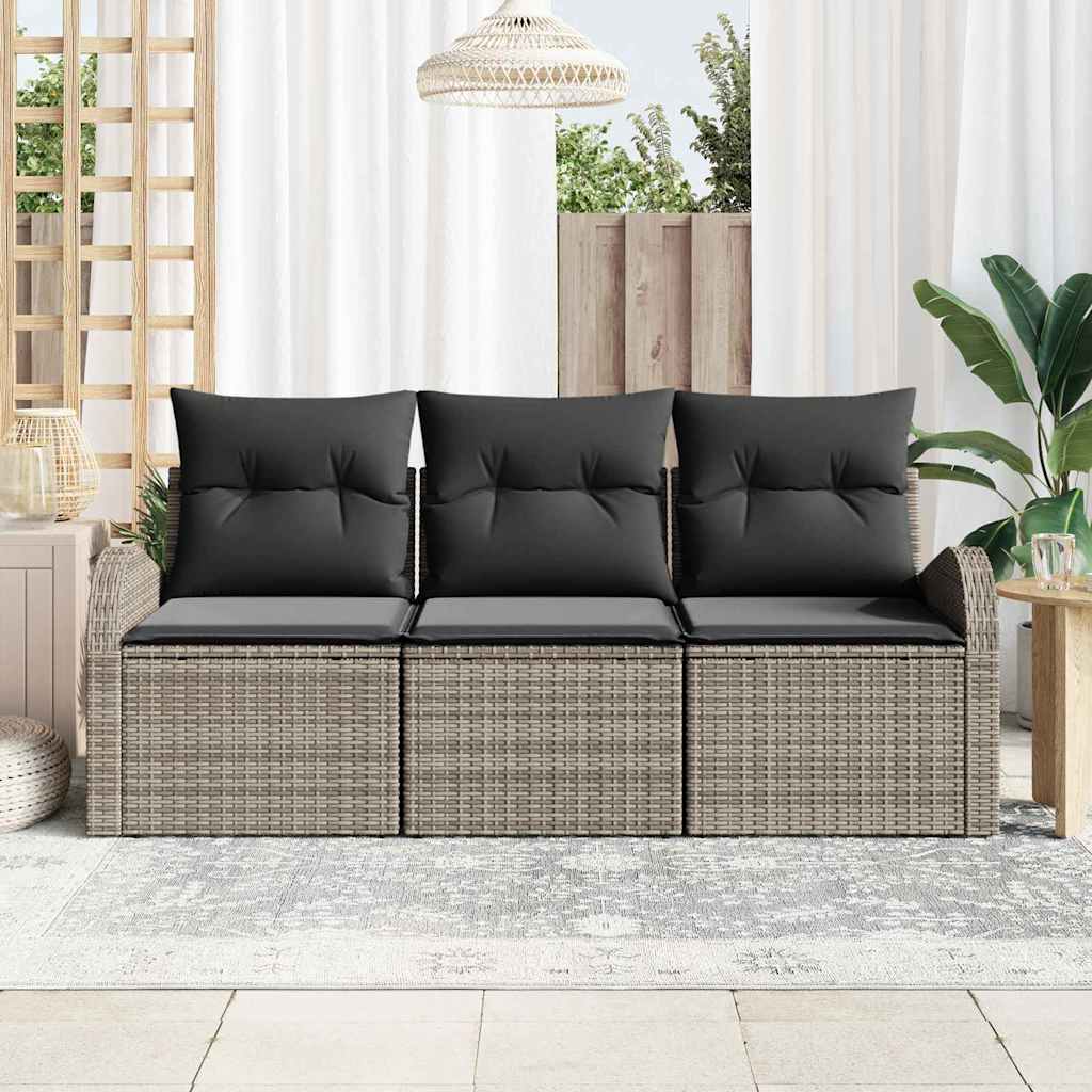 Tuin Sofa Set met opslag 3 pcs Grijs Poly riet is nu te koop bij PeponiXL, paradijselijk wonen!