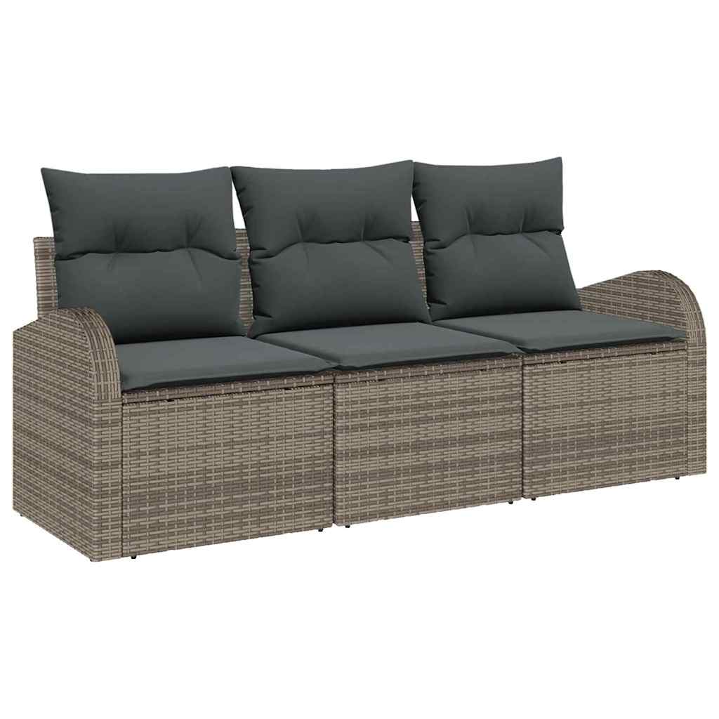 Tuin Sofa Set met opslag 3 pcs Grijs Poly riet is nu te koop bij PeponiXL, paradijselijk wonen!