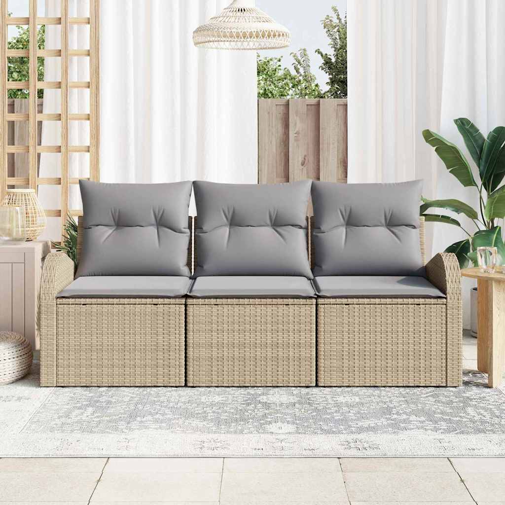 Tuin Sofa Set met opslag 3 pcs beige en lichtgrijs Poly riet is nu te koop bij PeponiXL, paradijselijk wonen!