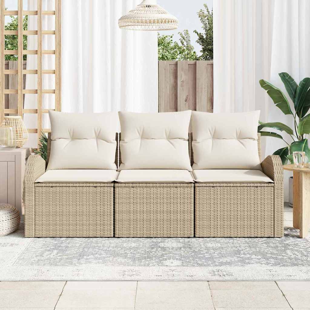 Tuin Sofa Set met opslag 3 pcs Beige en wit Poly riet is nu te koop bij PeponiXL, paradijselijk wonen!