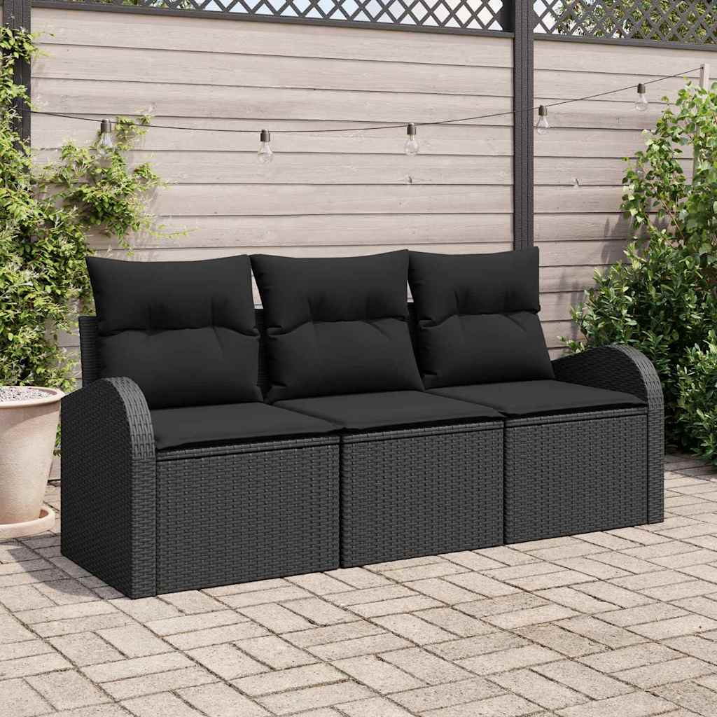 Tuin Sofa Set met opslag 3 pcs Zwart Poly riet is nu te koop bij PeponiXL, paradijselijk wonen!