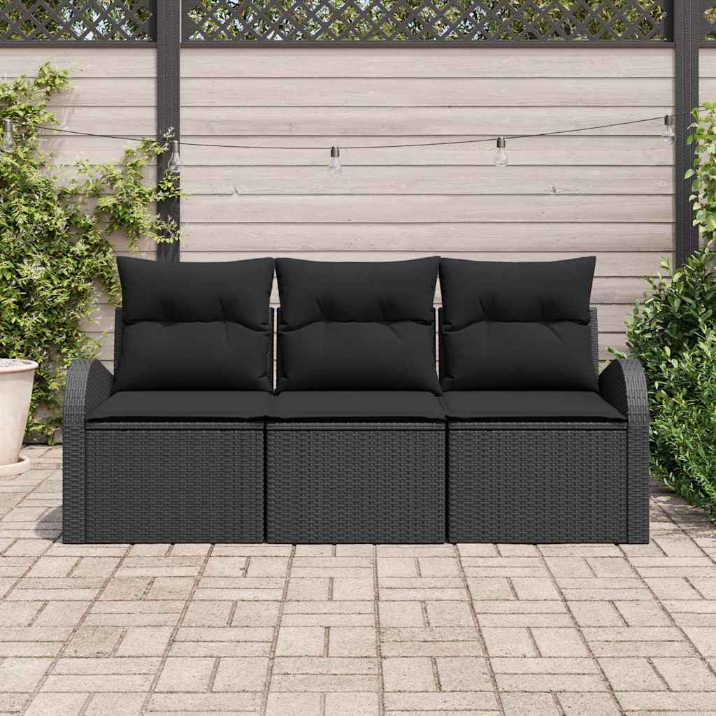 Tuin Sofa Set met opslag 3 pcs Zwart Poly riet is nu te koop bij PeponiXL, paradijselijk wonen!