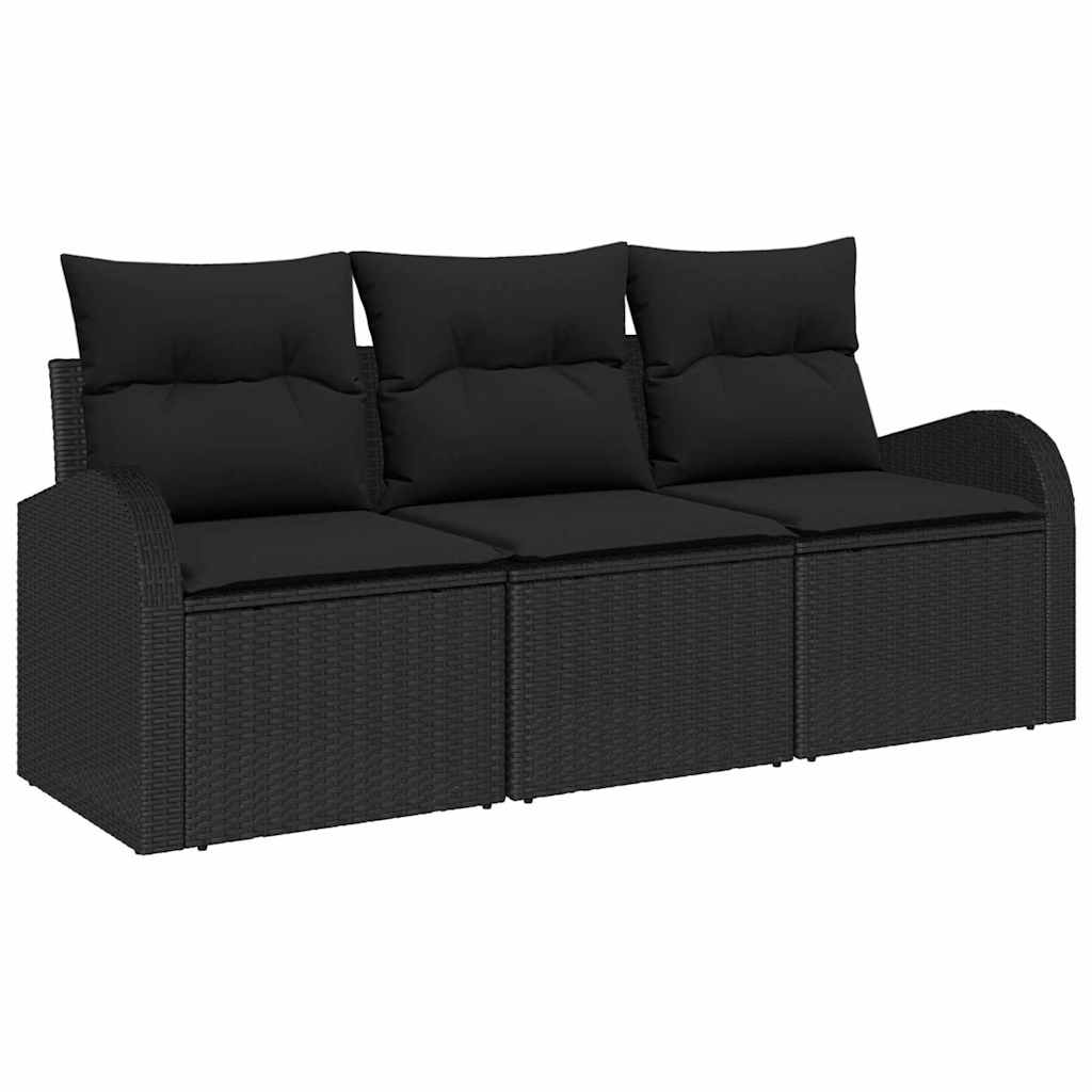 Tuin Sofa Set met opslag 3 pcs Zwart Poly riet is nu te koop bij PeponiXL, paradijselijk wonen!