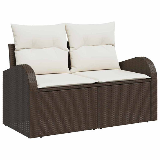 Tuin Sofa Set met opslag 5 pcs Bruin en Crème poly rattan is nu te koop bij PeponiXL, paradijselijk wonen!