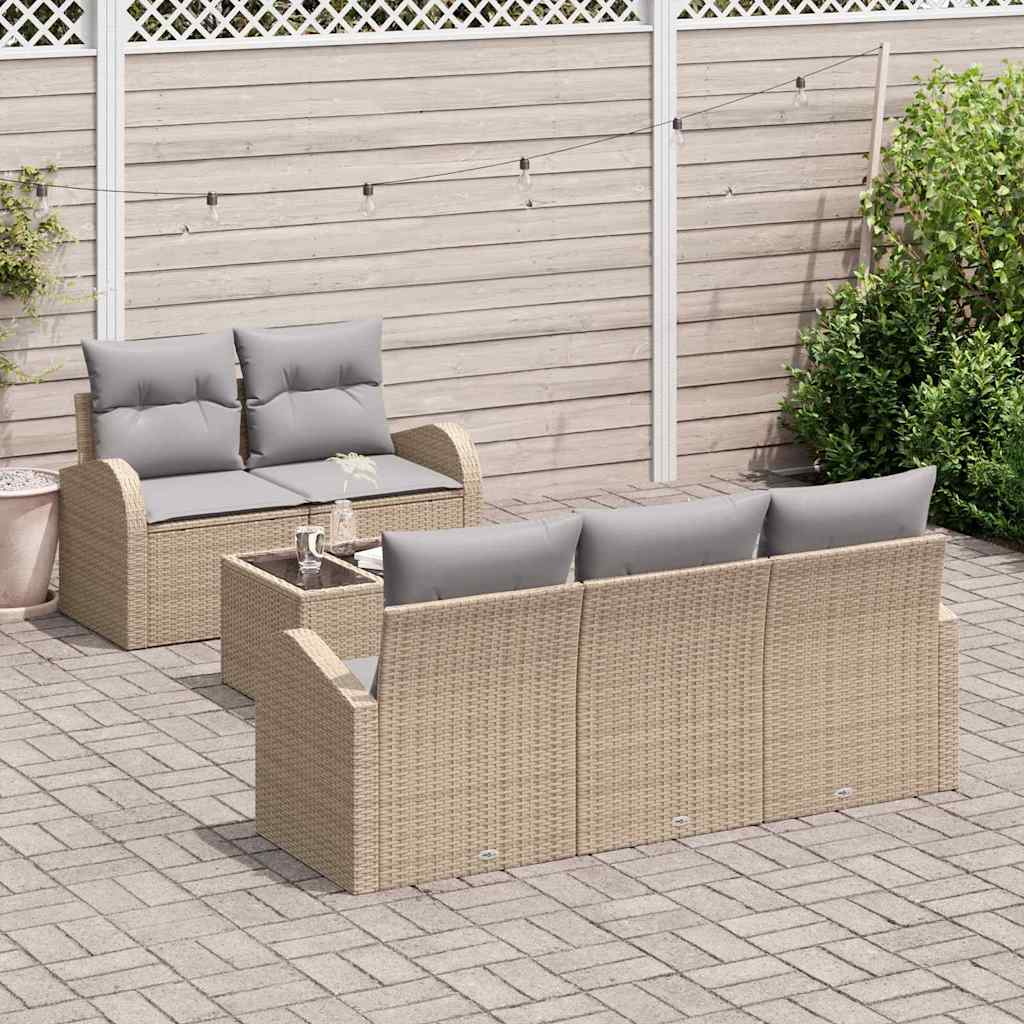 Tuin Sofa Set met opslag 6 pcs Beige en Grijs poly rattan is nu te koop bij PeponiXL, paradijselijk wonen!