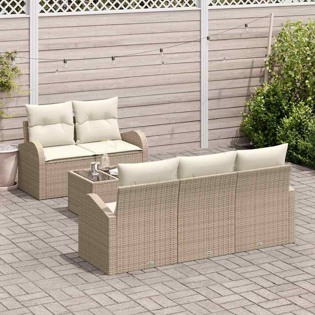 Tuin Sofa Set met opslag 6 pcs Beige en Crème poly rattan is nu te koop bij PeponiXL, paradijselijk wonen!